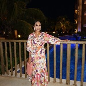 Zara Floral Long Sleeve Dress - Multicolor